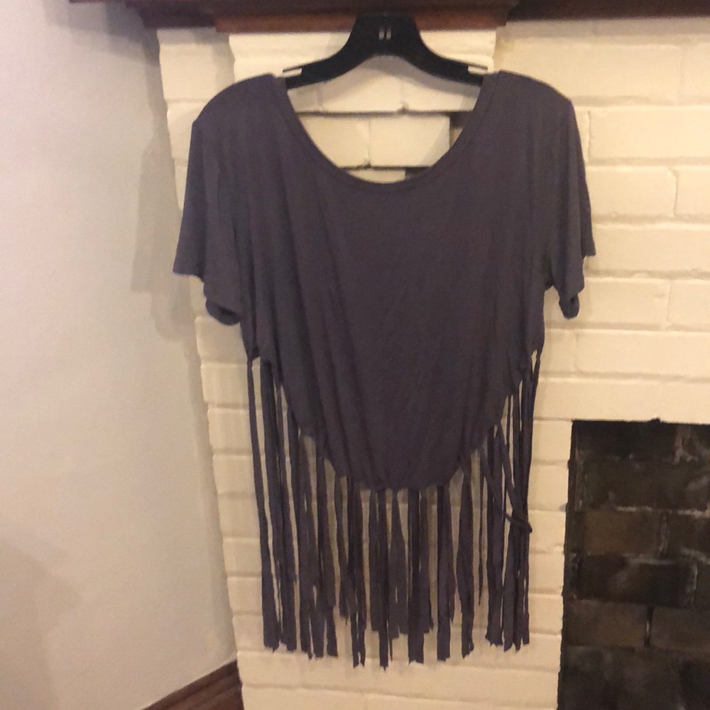 Grey fringe top